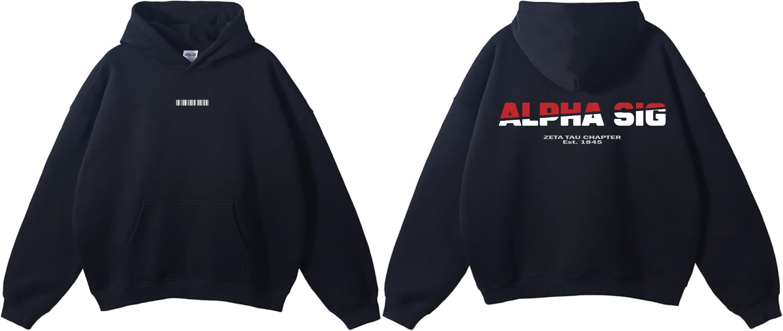 Alpha Sig Black Split Letter Hoodie