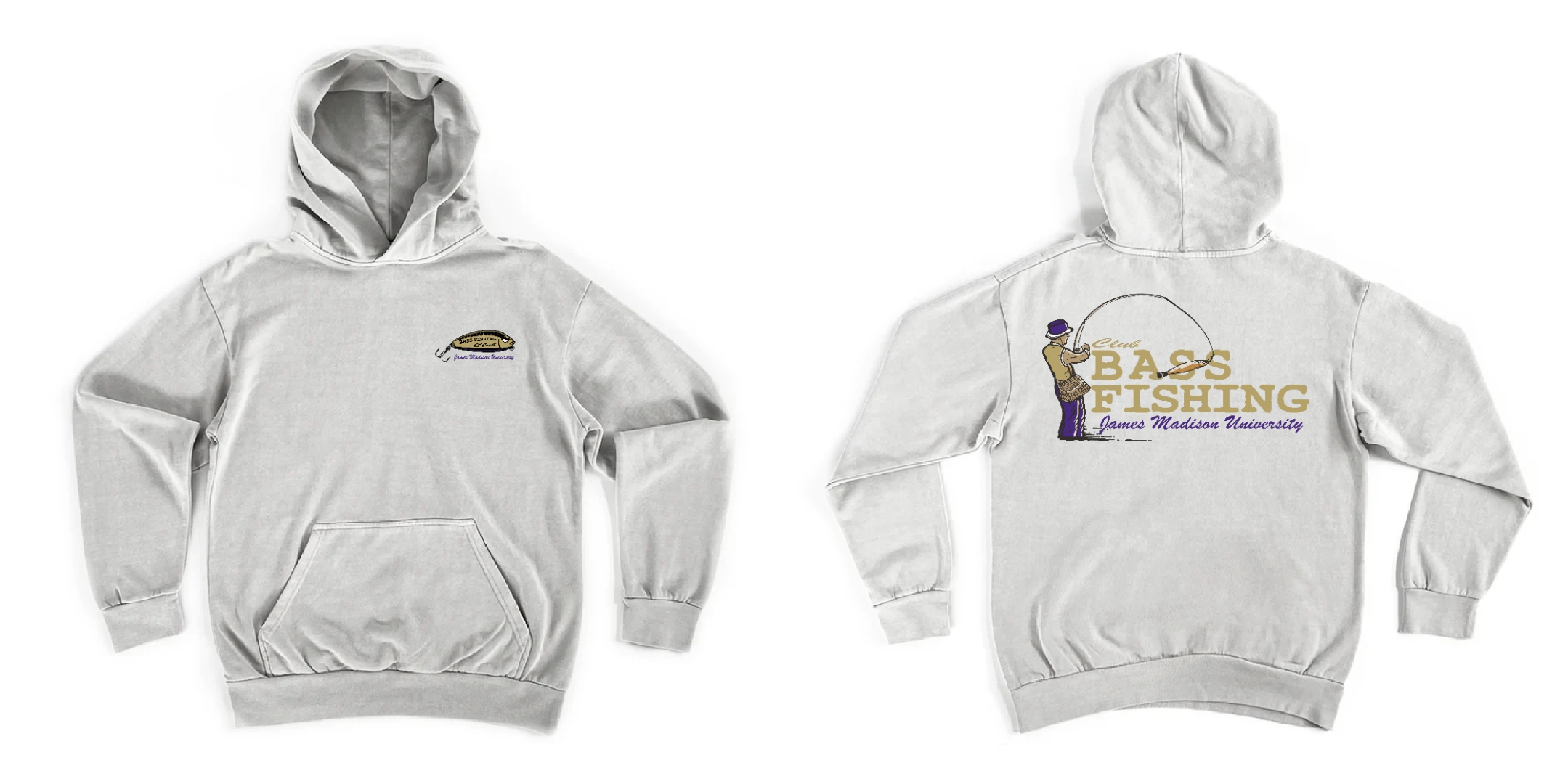 Bass Fishing Club Grey Hoodie Design B