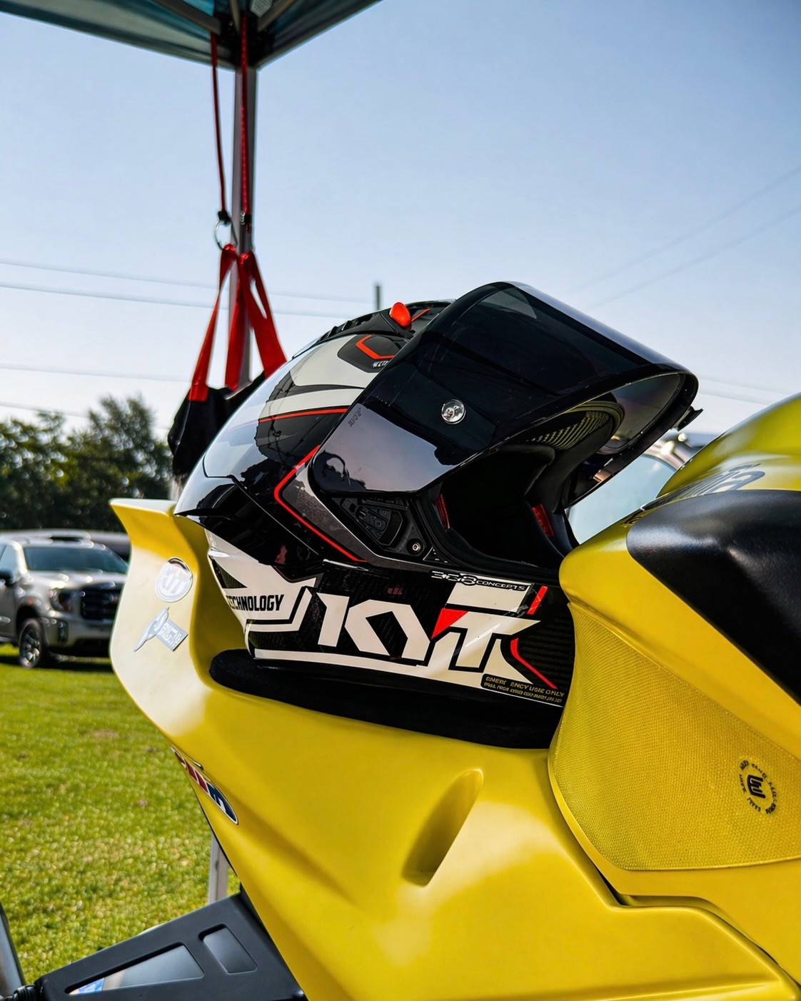 KYT helmet on Garage 162 bike